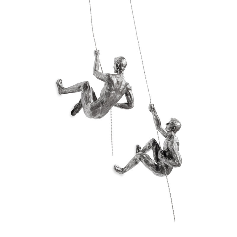 Ensemble de 2 décorations murales d'escalade en résine pour hommes, Argent