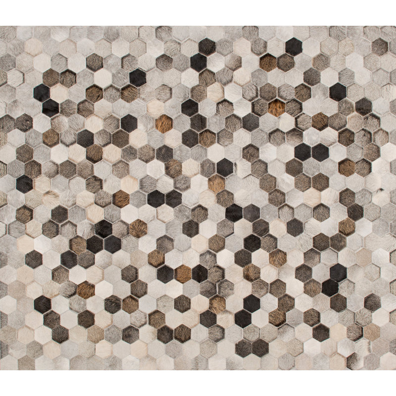 Angulo Cowhide Geometric Area Rug, Rectangle 6'7" x 9'8"