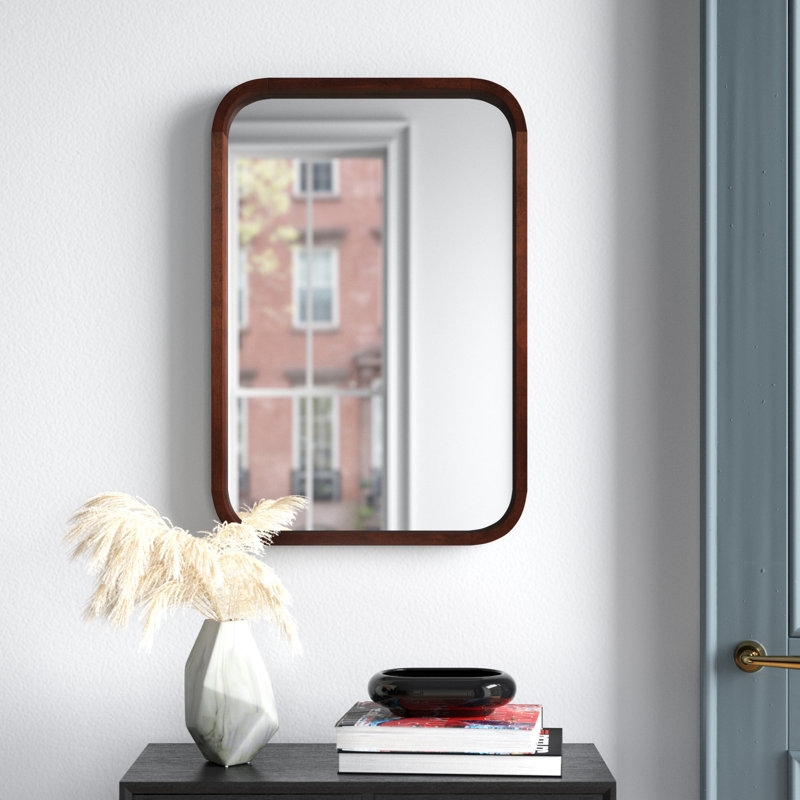 Gravley Wood Flat Mirror, 30" x 20", Walnut Brown