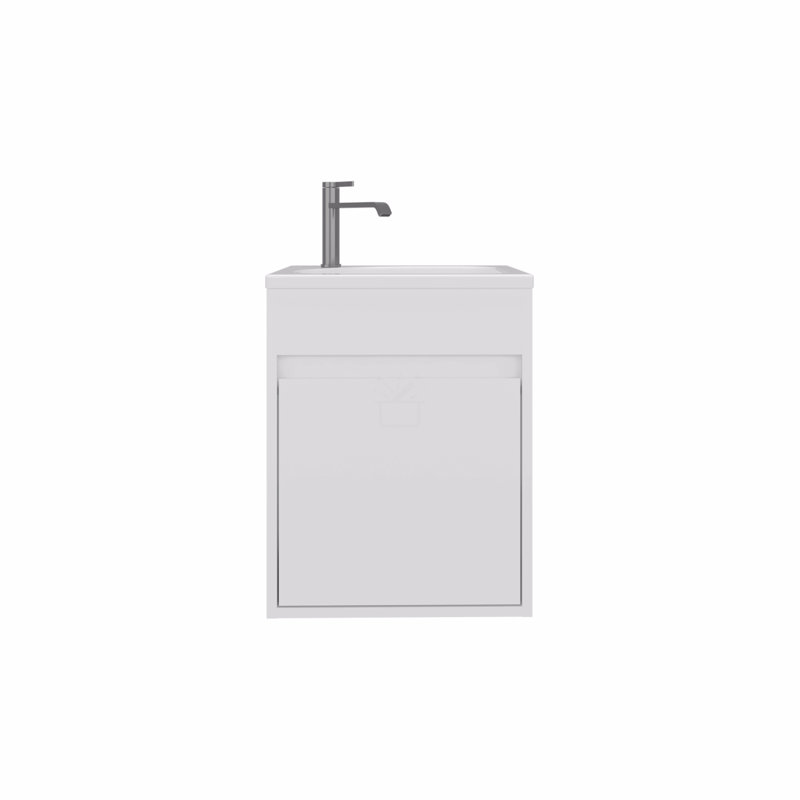 Meuble-lavabo de salle de bain avec lavabo, 1 porte, Blanc