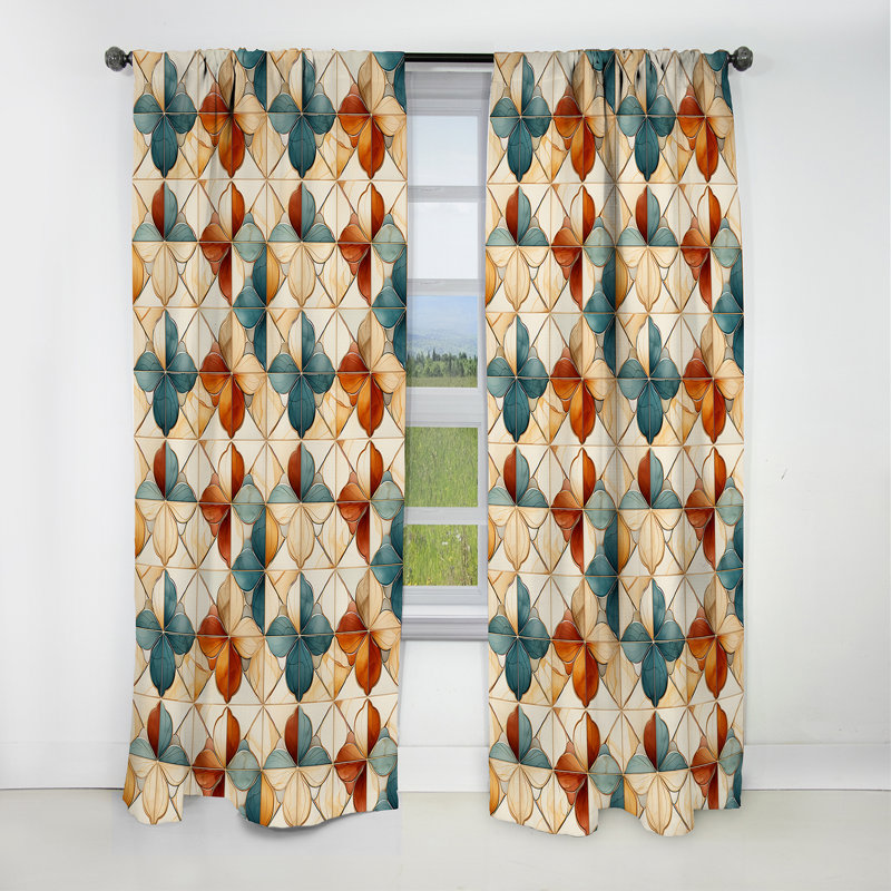 Earth Tones Damask Tiles Harmony - Rideau damassé - Rideau occultant damassé - 1 panneaux, L 52 po x L 63 po