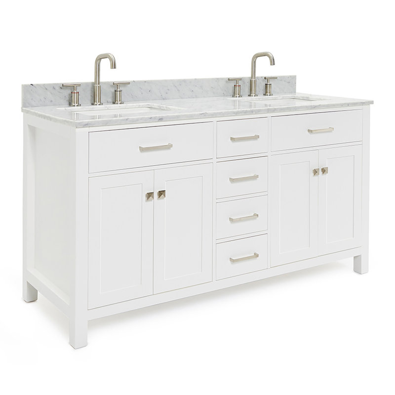 Ensemble de meuble-lavabo double 61 po Aberdeenshire, Blanc