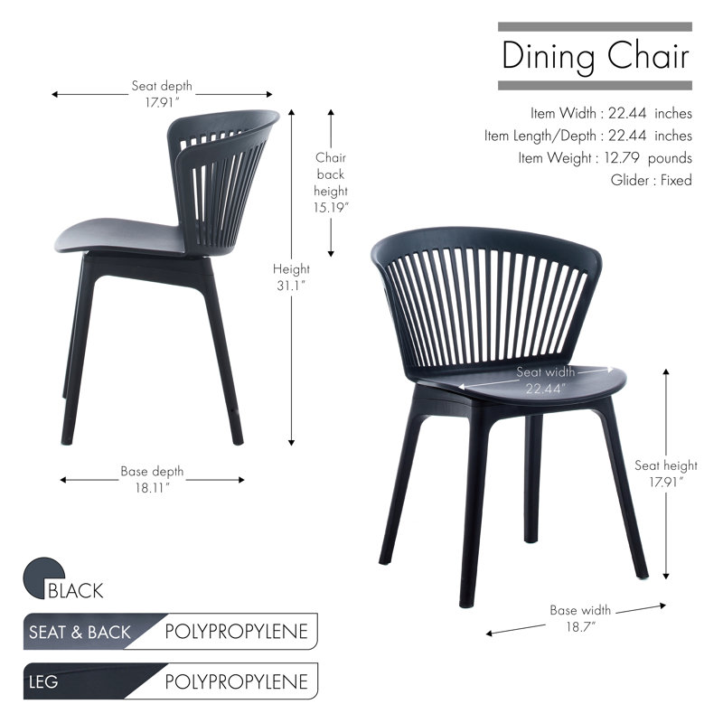 Chaise d'appoint à dossier en lattes Vinson, Noir