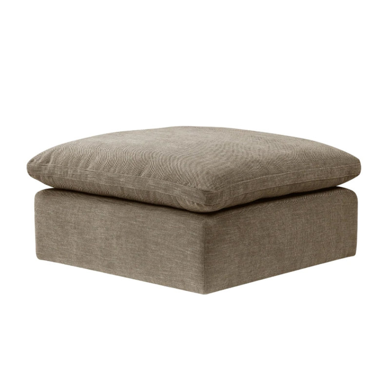 Repose-pieds carré avec coussin amovible de 37 po Scott, beige, Fourrure véritable beige