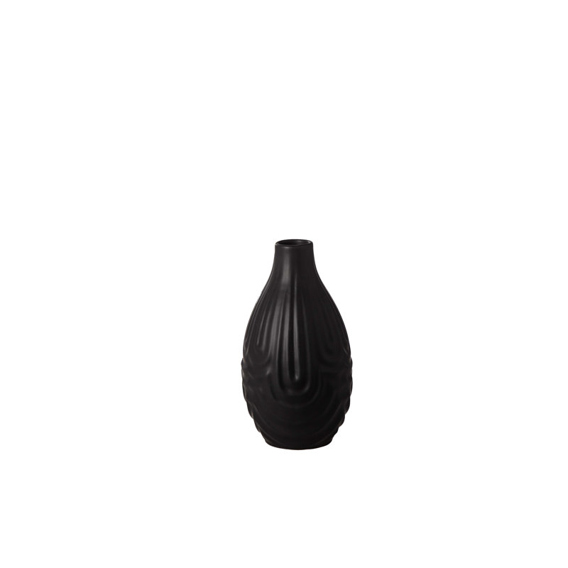 Vase rond en céramique noir mat
