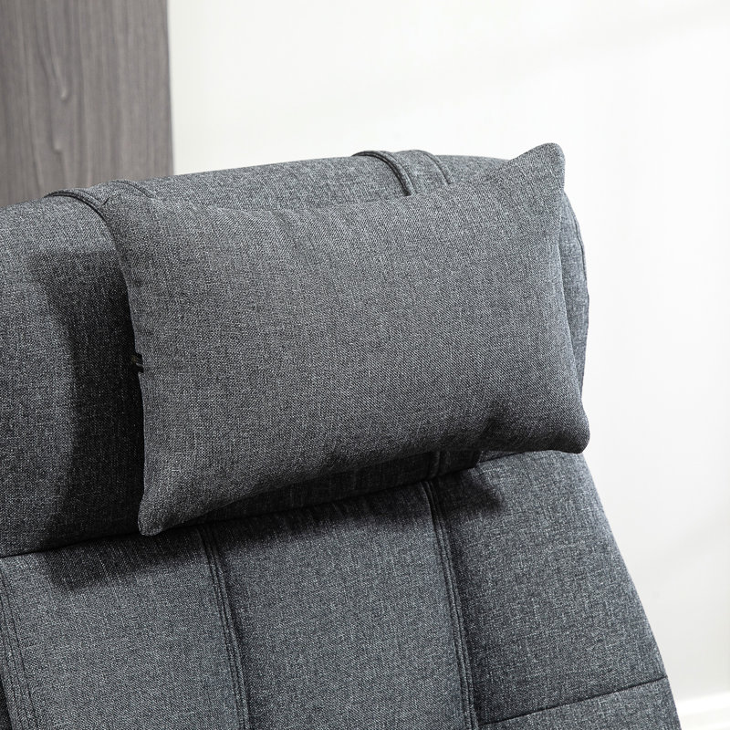 Fauteuil en tissu Linen-Feel gris foncé, dossier haut, hauteur réglable, pivotant, repose-pieds, accoudoirs pour un risque réduit de blessures répétées, pivotant avec revêtement, rétractable