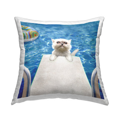 Stupell Industries Kitten On Pool Diving Board Printed Throw Pillow Design By Michael Quackenbush