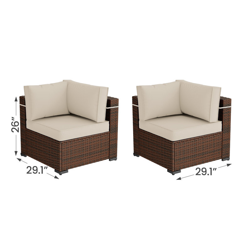 Wicker Outdoor Patio Sofa, Cream