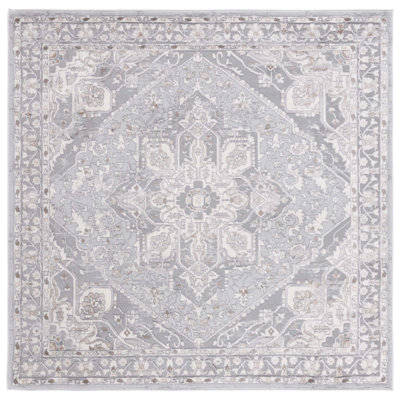 Tapis oriental en polypropylène / polyester tissé à la machine en gris / beige