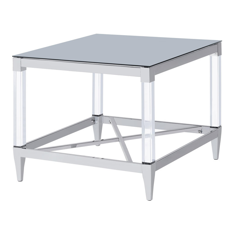 Table de bout carrée en acrylique trempé à miroir carré