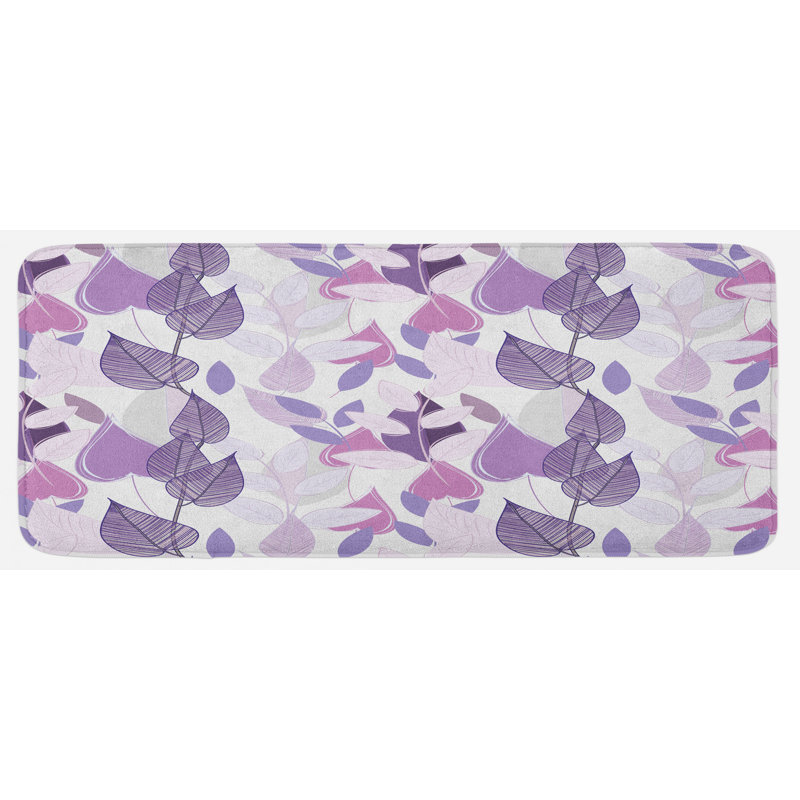 Tapis de cuisine feuillage vert lilas beige