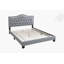 Mobilier de chambre à coucher de style européen en velours de lit grand format avec tête de lit capitonnée à boutons gris-1434896414