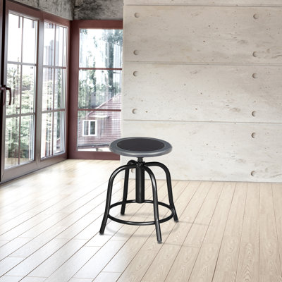 Tabouret pivotant Vince avec siège en acier, noir