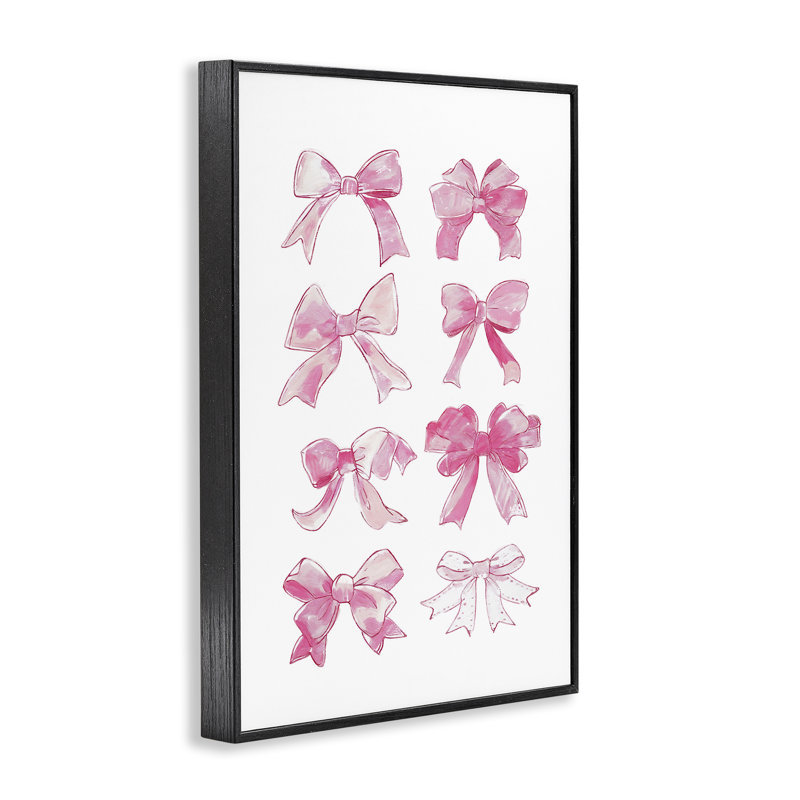 «Rows of Pink Bows», estampe numérique par Ramona Murdock, H 18 po x l 12 po, Giclée encadrée noir minuit