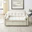 Lit gigogne escamotable de 55,5 po, 2 places avec poches latérales, coussins réglables et lombaires pour appartement, bureau, salon, canapé-lit en velours beige, coussins, thème de bureau-1684929183