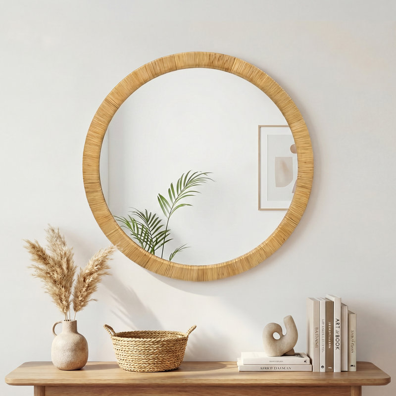 Miroir d'appoint mural rond Nirvelli, 35.8" H x 35.8" W, Rond