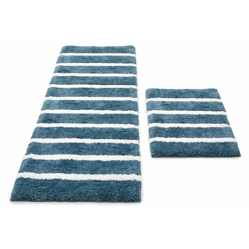 Ensemble de tapis et de tapis pour salle de bain en microfibre 2 pièces - doux, absorbant et antidérapant, Turquoise