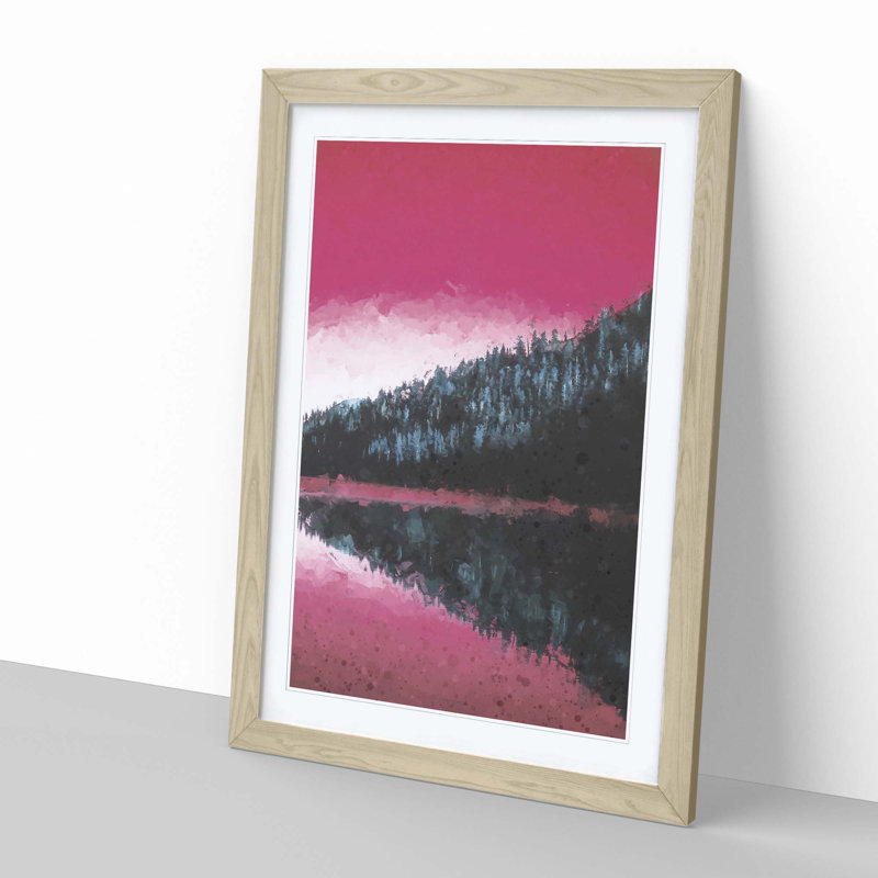 The Pink Forest Angles in Abstract - Picture Frame Graphic Art Print, 36cm H x 27cm W x 2cm D, Oak Framed