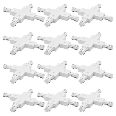 Connecteur d'éclairage en X Luxrite H, connecteur à 4 voies de type H, compatible avec un composant de source d'alimentation à 3 fils 120 V, paquet de 12 blanc