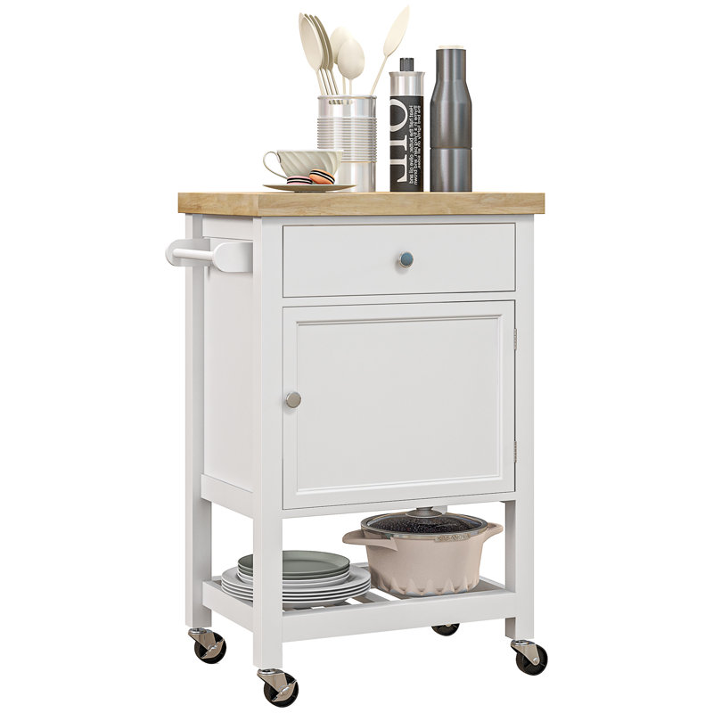HOMCOM Utility Kitchen Cart, White