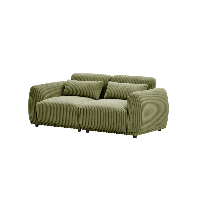 Emora , Velours côtelé vert, H 29,13 po x l 72,83 po x P 35,03 po