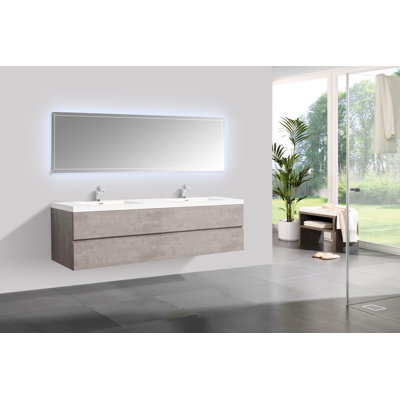 Amreeta 83.3" Wall-Mounted Double Bathroom Vanity Set