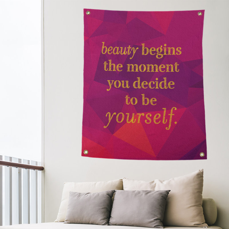 Polyester Tapestry, 80" H x 59" W, Rubellite/Gold