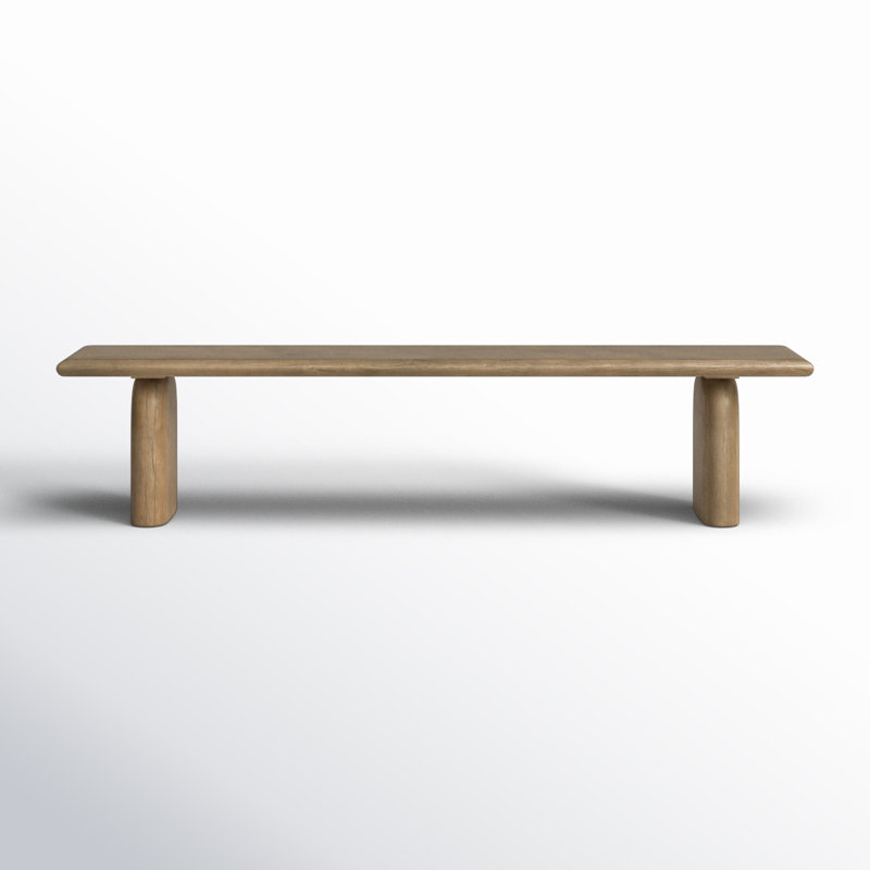 Fen Solid Mindi Wood Sled-Leg Dining Bench