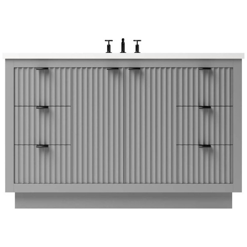 Lecrieú Single Extra Wide Bath Vanity, Platinum Gray, Matte Black, 48"