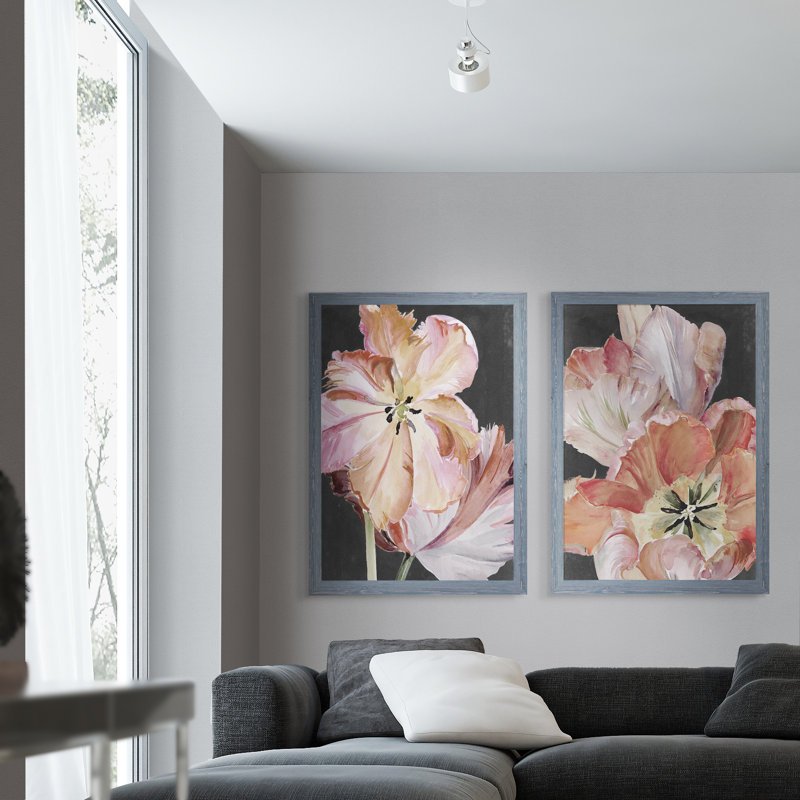 « pastel perroquet tulipes i » par vincent van gogh-2 pièces, ensemble de 2 reproductions d’art sur image, Pas de tapis