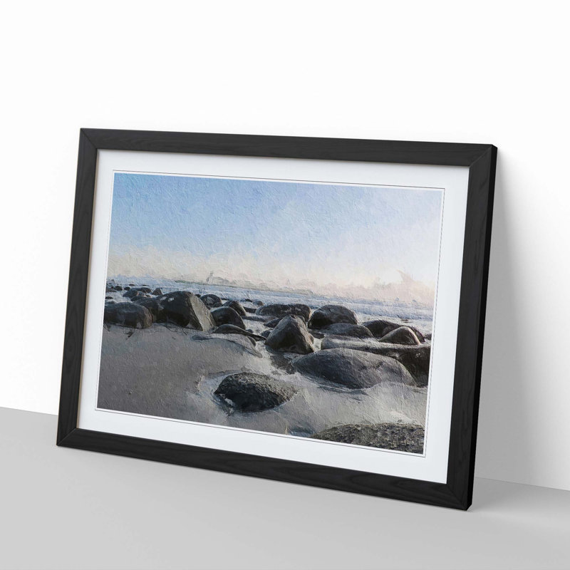 Lofoten Beach in Norway - Picture Frame Painting Print, 48cm H x 65cm W x 2cm D, Black Framed