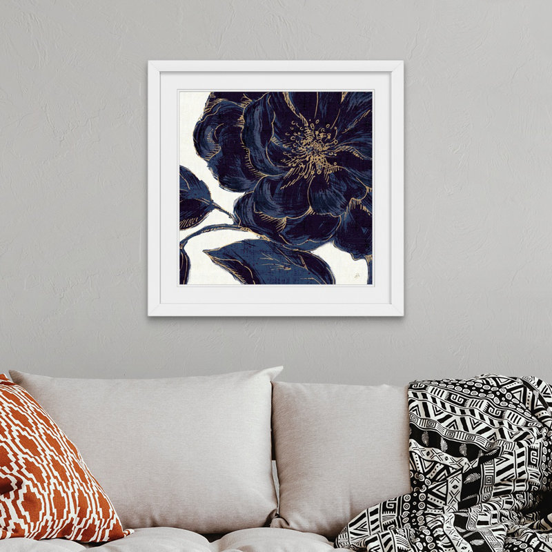 «Indigo Garden II», reproduction d'impression, Cadre blanc, H 32 po x l 32 po x P 1 po