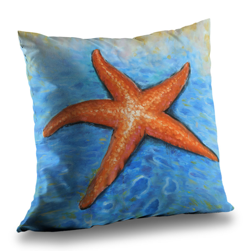 Vivid Starfish - Contemporary Coastal Poly Twill Throw Decor
