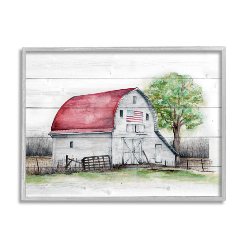 Rustic Americana Barn, art de la giclée encadrée par Levison Design, H 13 po x l 19 po x P 0,5 po