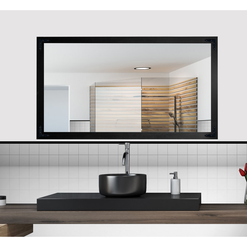 Miroir de salle de bain moderne et contemporain, Noir, H 55 po x l 32 po