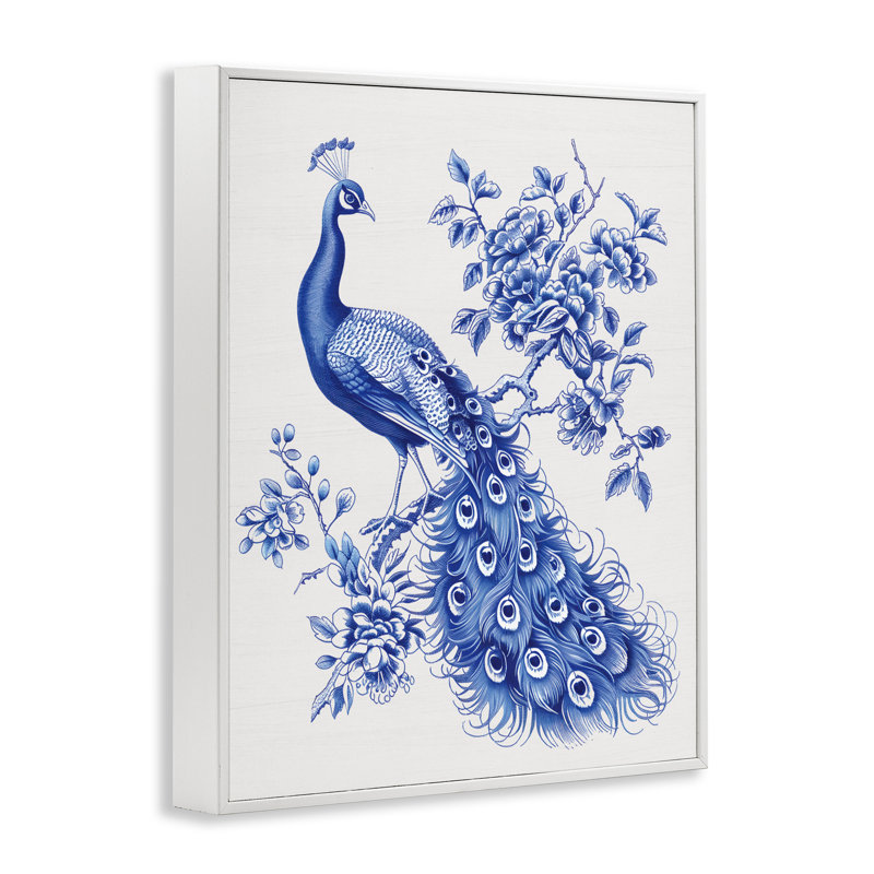 Giclée encadrée de style paon rétro, signée lettrée et doublée, H 20 po x l 16 po