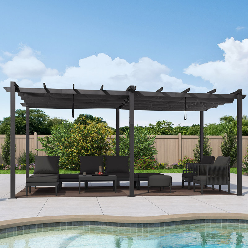 Aluminum Pergola, Grey, 5.5m x 3.7m