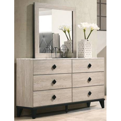 6 Drawer 62"" W Double Dresser with Mirror -  Red Barrel StudioÂ®, 022B9E193BBD49CDBAB8D47CB2D727DB