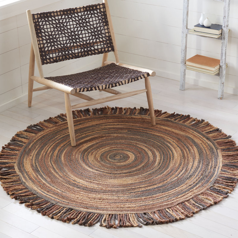 Tapis en jute fait à la main Grendel, Rond 4 pi