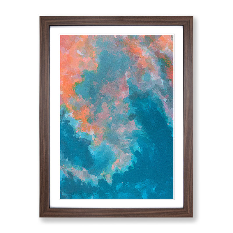 Merge the Two Abstract - Framed Print, 46cm H x 34cm W x 2cm D, Walnut
