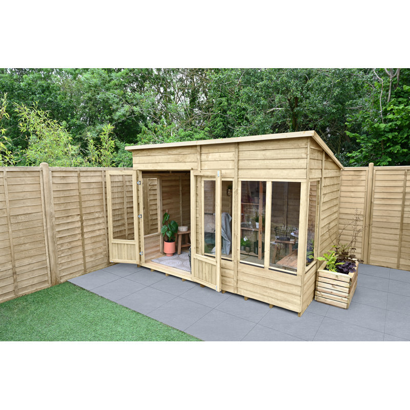 4Life 10x6 Pressure Treated Double Door Pent Summerhouse, No
