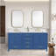 Meuble-lavabo 72 po, meuble-lavabo à cadre en bois, comptoir autoportant avec double cuve bleu-727705262-727705261