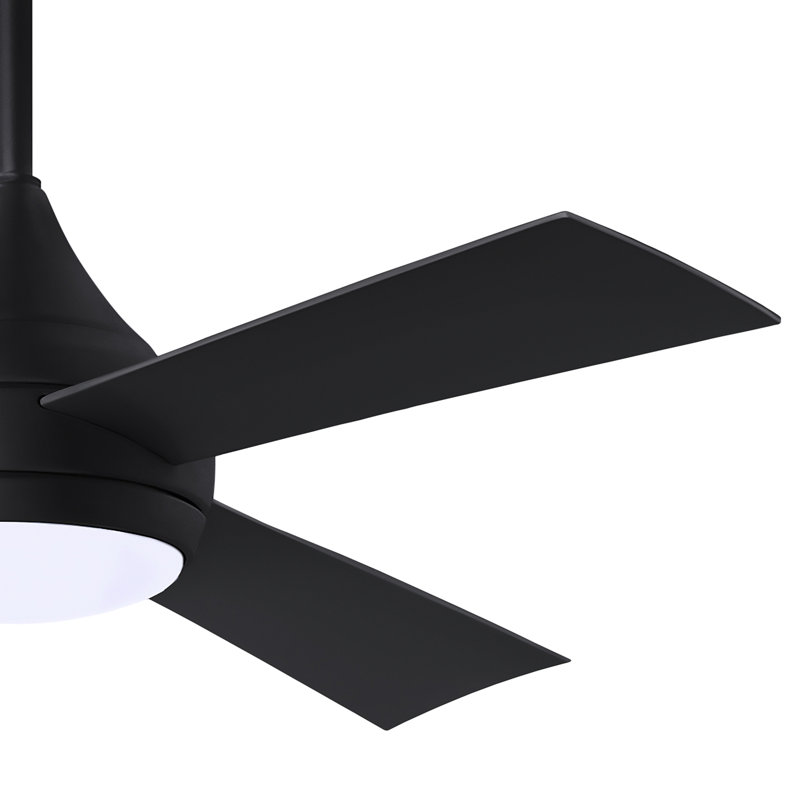 Donaire LED Outdoor Downrod Ceiling Fan, Matte Black, Matte Black