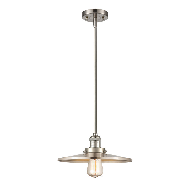 Luminaire suspendu conique à 1 lumière Rouvin, H 5,38 po x l 12 po x P 12 po, Nickel satiné brossé, Nickel satiné brossé