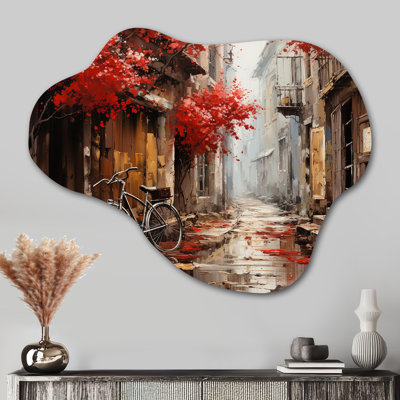 Crimson Ride Red Flowers I - Red Asymmetrical Metal Print, Modern Cloud Metal Wall Art