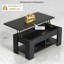Table basse à plateau relevable, table basse extensible avec rangement dissimulé, convertible en bureau d'ordinateur portable ou en table de salle à manger pour le salon, le bureau personnel, petits espaces - Table de centre moderne en bois avec mécanisme à ressort à gaz, noir-1056518390