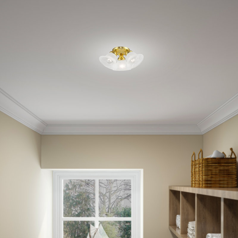 Glass Flush Mount, Polished Brass