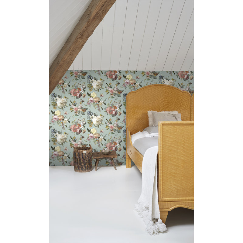 Double rouleau floral Taniusa, Turquoise