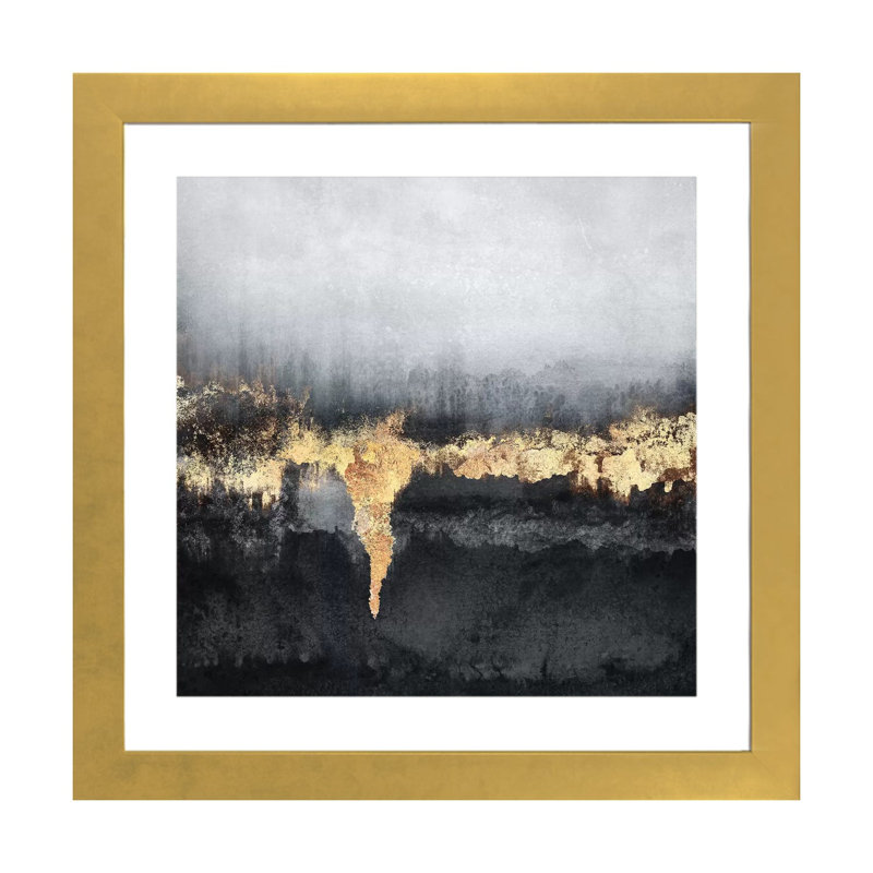 « Uneasy-Square » par Elisabeth Fredriksson-reproduction d’art, Blanc, H 24 po x l 24 po x P 1 po, Papier encadré doré