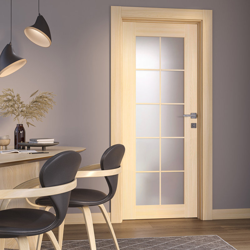 Avon 10 Lite Frosted Glass and Pine Composite Prehung Door
